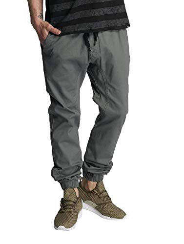 Southpole Men's Basic Stretch Twill Jogger Pants, Dark Grey, Medium