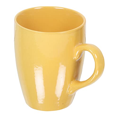 Image of QIMACPLUS Indian Handcrafted Ceramic Stylish Yellow Finish Elegant Design Plain Sparkling Ceramic Soup /Tea /Coffee /Milk Cup /Mug 300ML Set of 2
