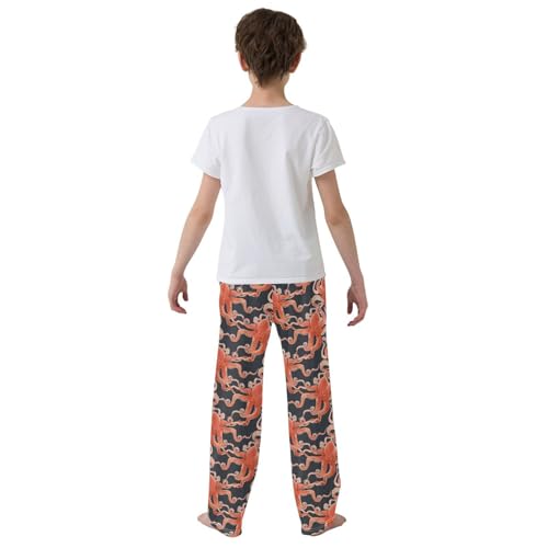 Watercolor Red Octopus Boys Pants for Kids Jogger Pants with Pockets S-XL3