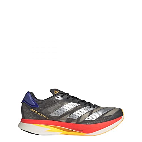 adidas Adizero Adios Pro 2, Chaussure de Course Mixte, Carbone Silver Met Sonic Ink, 47 1/3 EU