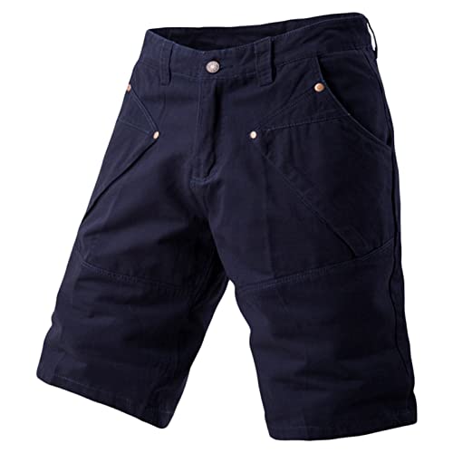 Maiyifu-GJ Mens Relaxed Fit Outdoor Shorts Lightweight Casual Hiking Cargo Short Pants Retro Straight Leg Solid Summer Short (Dark Blue,34)