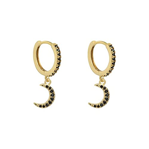 Sterling in Argento Piccolo Orecchini a Cerchio zircone Nero per Donne in Cerchio Rotondo Piercing Orecchini