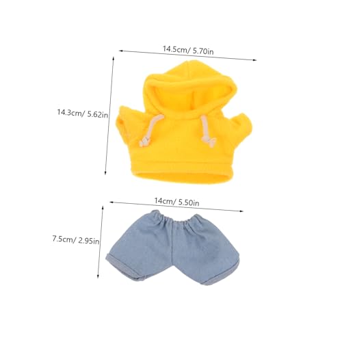 LALAFINA Niedliche Plüsch Puppenkleidung Für 20 cm Große Stofftiere Kleines Set Mit Kapuzenpullover Und Jeans Weiche Und Niedliche Puppen Outfits Für Bärenpuppen