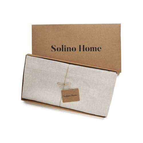 Solino Home Linen Tablecloth 54 x 72 Inch - 100% Pure Linen Light Natural Table Cloth for Rectangular Tables - Athena, Machine Washable Cloth Tablecloth for Spring, Easter