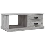 zylophax Couchtisch Grau Sonoma aus Holzwerkstoff 90x50x35 cm mit Stauraum, Sofatisch modern, Beistelltisch niedrig, Kaffeetisch mehrstufig, flexibel montierbar für Wohnzimmer