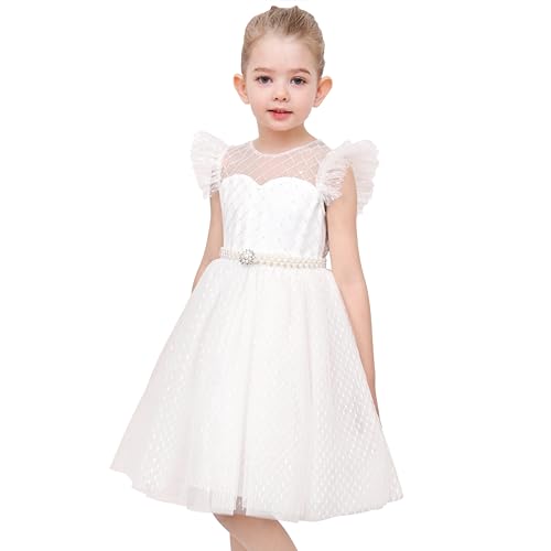Sunny Fashion Flower Girls Dress White Wedding Pageant Bridesmaid Gown Size 3-102