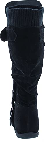Image of Forever Link Women's Klein-70 Closed Round Toe Buckle Slouch Flat Heel Mid-Calf Boot