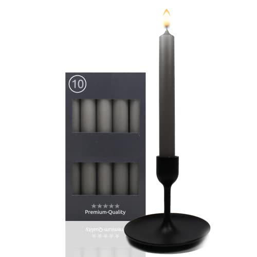 Candelo - Juego de 10 velas de mesa, color gris, 18,5 cm, 7,5 horas, duración de combustión, velas puntiagudas para candelabros y candelabros, velas de barra Cover