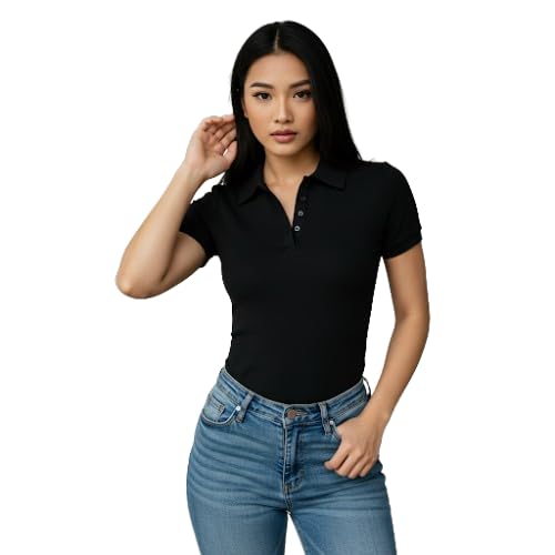 T-Shirt for Women | Half Sleeve Collar T-Shirts for Woman | Black Polo T-Shirts for Women & Girls-picture-34