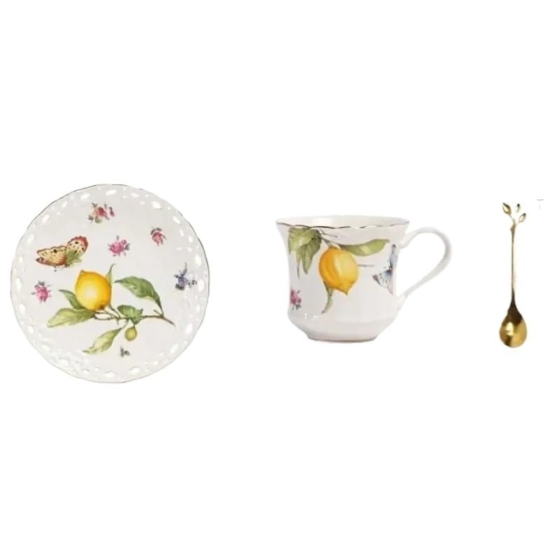 Juego de platillo taza café y té cerámica con plato postre(1 Set-200ml)