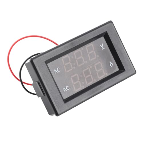 Image of Digital Voltmeter with LED Red and Green Display - 2-in-1 AC Voltage and Amp Meter for 60-500V AC, 0-50A Panel Meter for Voltage and Current Testing