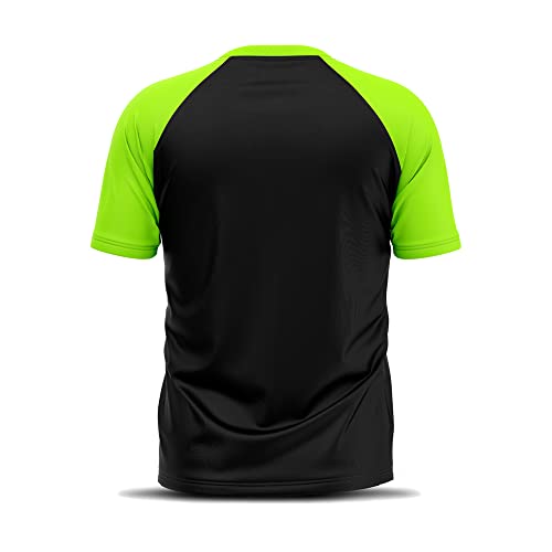 Camiseta Manga Curta Adstore Preto e Verde Neon Masculina Térmica UV Segunda Pele Compressão (M)