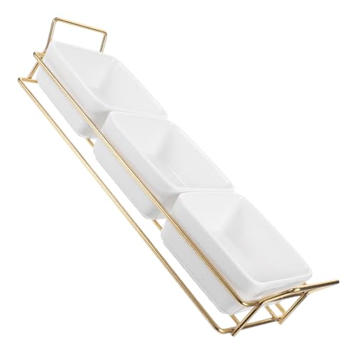 FUNOMOCYA 1 Set Dessert Dish Home Food Container Iron Serving Platter Fruit Plate Ceramics