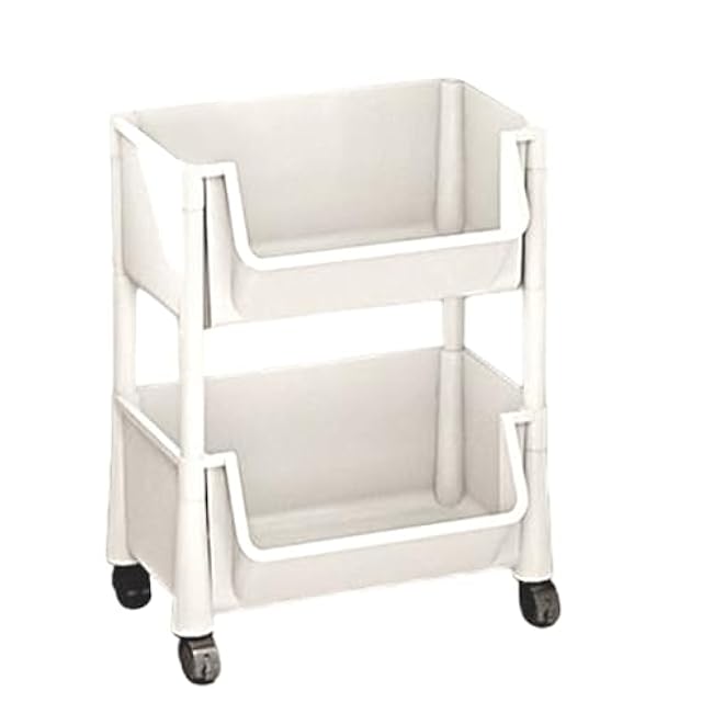 2 Tier Rolling Cart with Wheels, Rolling Utility Storage Carts, Multifunctional Utility Trolley Cart Organizer Mobile Shelving Unit for Bedside, Kitchen, Office, Bathroom, Laundry Room, Nursery-F9UTd5ON