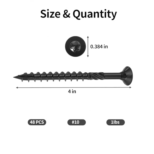 deck screws 4 inchheavy duty exterior wood screwstorx drive head deck screw black rust resistant epoxy coatedlong outdoor decking screws with star bitfor fencetimber 43pcs