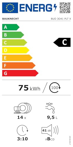 Foto von Bauknecht BUO 3O41 PLT X Unterbau-Geschirrspüler 60 cm /14 Maßgedecke /10 Standardprogramme und 1 Sensorprogramm/PowerClean/ActiveDry/Besteckschublade/Vollwasserschutz