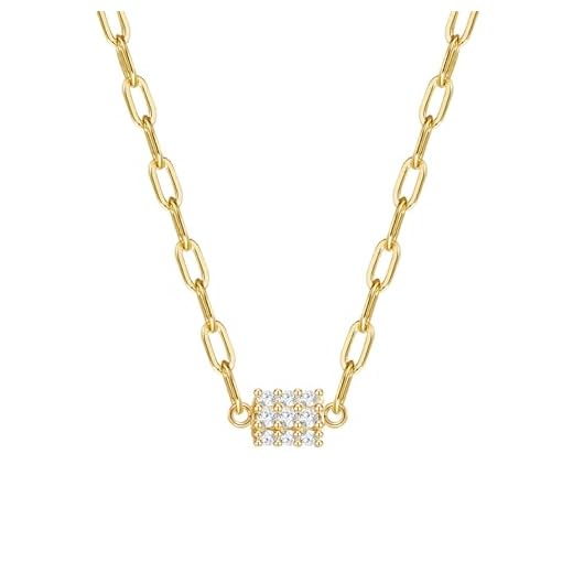 GLANZSTÜCKE MÜNCHEN Damen Kette 925/- Sterling Silber gelbvergoldet 18 Karat Zirkonia weiß Silberhalskette