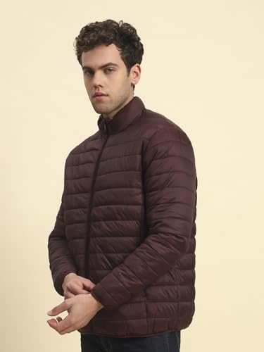 Image of Cantabil Reversible Jacket for Men | Premium Casual Jacket Smart Fit Mock Neck Nylon Fabric Solid Pattern (P MJKT00249)