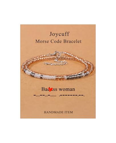 Image of JoycuFF 𝗠𝗼𝗿𝘀𝗲 𝗖𝗼𝗱𝗲 𝗕𝗿𝗮𝗰𝗲𝗹𝗲𝘁𝘀 𝗳𝗼𝗿 𝗪𝗼𝗺𝗲𝗻 Inspirational Gifts Beads Bracelets for Women Encouragement Birthday Gifts for Daughter Sister Niece Granddaughter Mom Best Friend