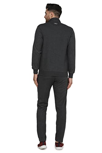 Image of Mens Cotton Blend Tracksuit with Elastic Drawstring Waist, Full Zip Jacket and Zipper Pockets | Lightweight Winter Sports Wear for Gym, Running, Walking, Workout