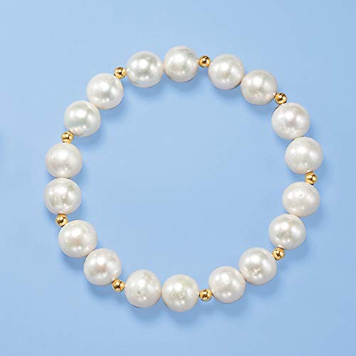 Ross-Simons 9-10mm Cultured Pearl Stretch Bracelet With 14kt Yellow Gold4