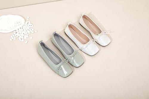 Ballet Flats Shoes for Women Dressy Square Toe Ballet Flats Comfortable Closed Toe Flats for Women with Bow4