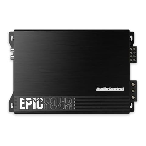 AudioControl EPICFOUR Epic Series 800 Watt Compact 4-Channel Car Audio Amplifier 200x4 @ 2 Ohms, Class D, High Pass Filter, Smart Auto Protection Cover
