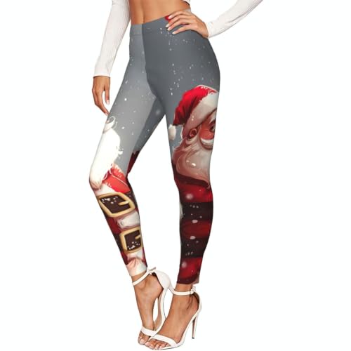 Leggings de compresión de Papá Noel de alta calidad para fitness