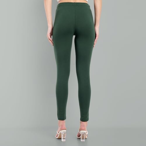 Image of ONE SKY Women Full Length Leggings | Cotton Modal Spandex Blend | High Waist Stretchable & Bio-Washed Fabric | Colour-Lock Technology | Comfortable Leggings for Women