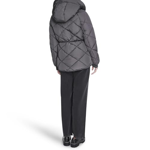Kenneth Cole Women's Diamond Quilted Crinkle Nylon Puffer with Attached Hood4