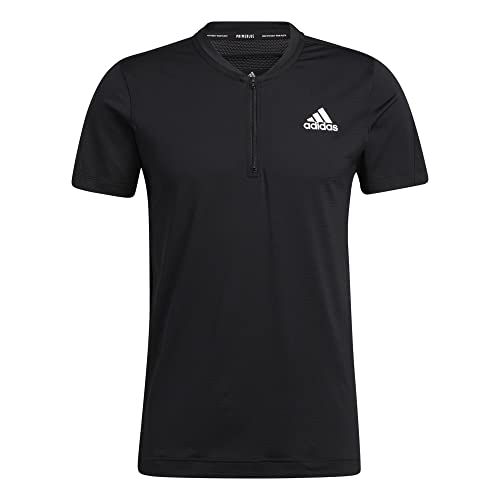 Adidas Aeroready Lyte Ryde Short Sleeve Zip Tee Men's, Black, Size S #TOP18