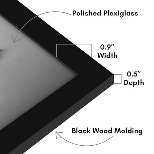 Image of Americanflat 13x18 Poster Frame - Black Engineered Wood with Polished Plexiglass - Wide Picture Frame for Vertical or Horizontal Wall Display - Epic Collection - Black
