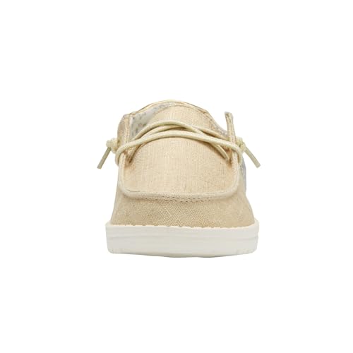 Image of HEYDUDE Girl's Wendy Youth Star Gold Size 4 | Girl's Shoes | Girl's Lace Up Loafers | Comfortable & Light-Weight