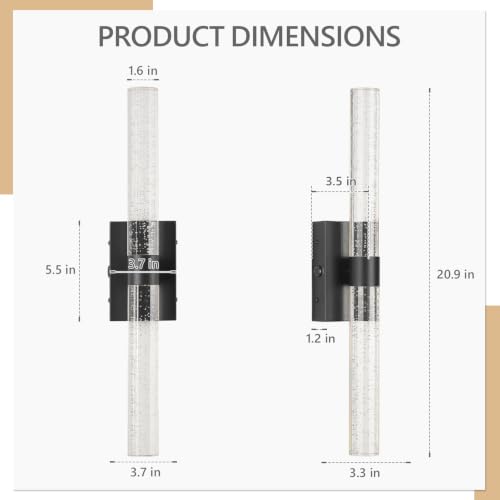 Image of Battery Operated Wall Sconces Set of 2, 20000mAh Rechargeable Wall Light | Remote Control,3000K-6000K Dimmable LED Wireless Sconces,Black,20.9 Inch