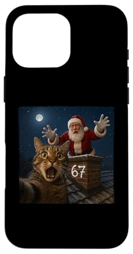 Funny Cat Selfie with Santa Claus Chimney 67 Six Seven X}zP[X iPhone 16 Pro Max p