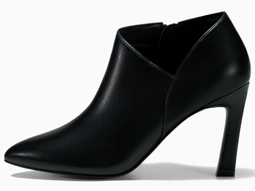 Coutgo Womens Pointed Toe V Cut Ankle Boots Kitten Heel Side Zip Office Booties2
