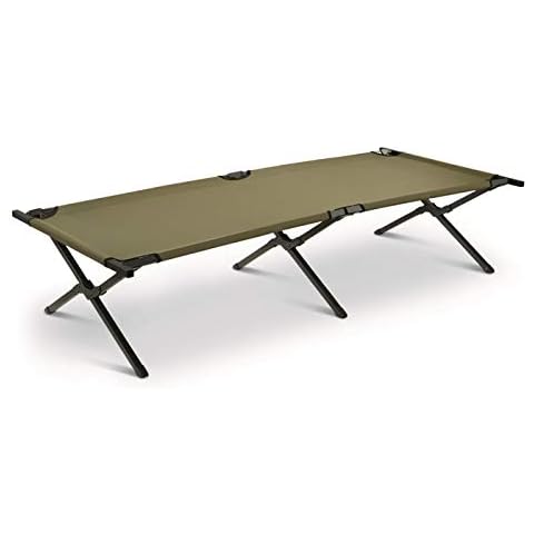 HQ ISSUE Camping Cot for Adults, Heavy-Duty Comfortable Military Army Style Portable Folding Sleeping Camp Tent Bed with Carry Bag, 225-lb Capacity Cover