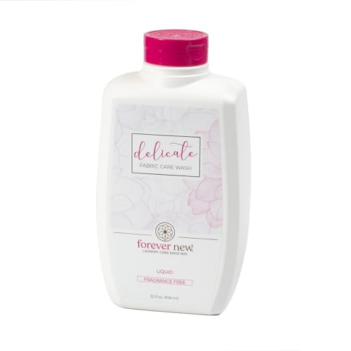 FOREVER NEW Delicate Hypoallergenic Laundry Detergent Liquid - 50 to 64 Large Loads - Gentle washing detergent for Silk, Cashmere, Bra, Undergarments, Cotton, Wool etc. - Unscented - 32oz
