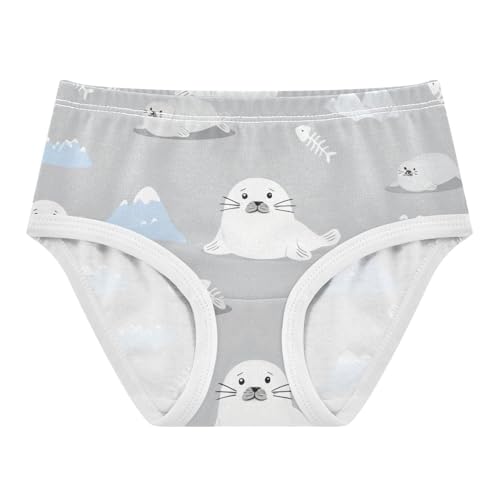 Stylish Toddler Underwear Custom 2t Cotton Little Girl Panties Cute Cartoon White Seals Gray Underpants Briefs
