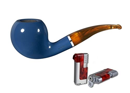 Vauen Pfeife AZZURRO 1577+ Necuma Pfeifenfeuerzeug inkl. Lifestyle-Ambiente Tastingbogen