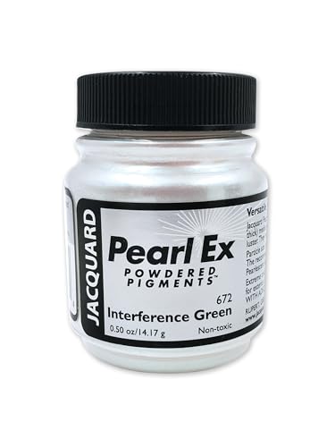 Jacquard Pearl Ex Pigment Powder 0.5 oz Interference Green - Loose Mica Powder for Epoxy Resin, Watercolors, Calligraphy Ink & Clay - Epoxy Pigment Powder - Epoxy Resin Color