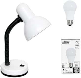 Simple Designs Basic LED Desk Lamp, 14.25", White (LD1003-WHT-LB)