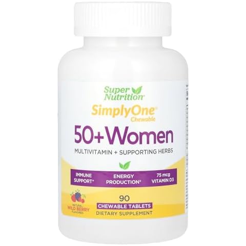SuperNutrition SimplyOne Multi-Vitamin for Women 50+, High-Potency, One/Day Chewable Tablets, 90 Day Supply, Wild Berry, 90 count (pack of 1) Cover