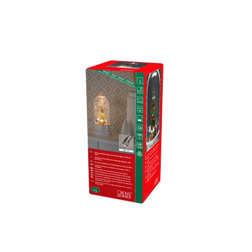 Konstsmide LED Wasserlaterne, weiß,Deutscher Weihnachtsmarkt, rotierend, mit an/aus Schalter, 5h Timer, 1 warm weiße Diode, Innen, 0,1W, Batterie: 3 x C 1,5V (exkl.), 4261-200, Einheitsgröße