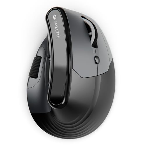 Image of Amkette XS Series Natural Vertical Wireless Mouse /Bluetooth Mouse with Side Scroll, 2.4GHz, 2 x BT, 7 Buttons, Multi-OS Compatibility, Rechargeable, 3200 DPI, Smart, Superior Design, 2 Yrs Warranty