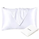 LILYSILK Seide Kopfkissenbezug Kissenbezug 1Stk Kissenhülle 40x80cm mit Reißverschluss Seidenkissenbezug für Haar und Hautpflege 19 Momme Maulbeerseide Weiß