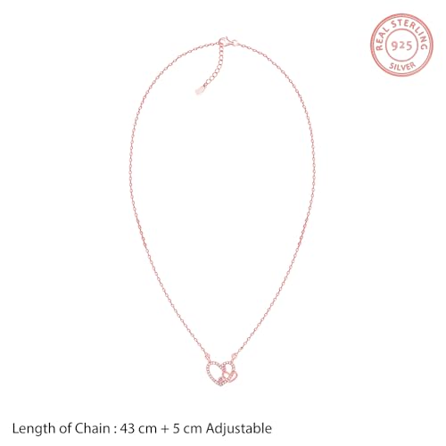 Image of GIVA 925 Silver Rose Gold Double the Love Necklace| Pendant to Gift Women & Girls | With Certificate of Authenticity and 925 Stamp | 6 Months Warranty