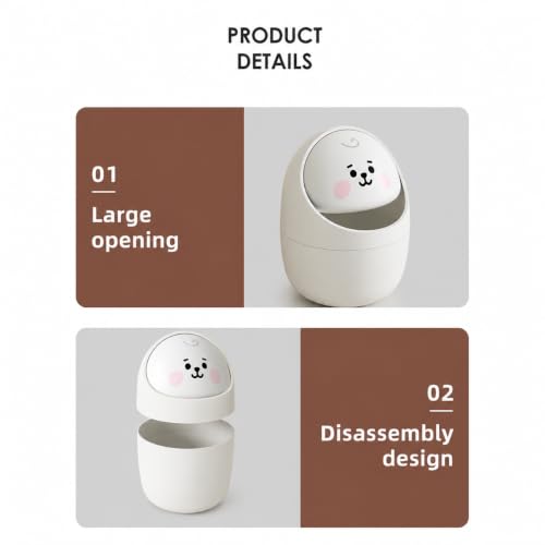 Image of Cortina Corton Design Plastic Small Tabletop Dustbin, Small Waste Bin for Study Table, Office Desk, Bathroom, Kitchen Sink & Washroom (White)