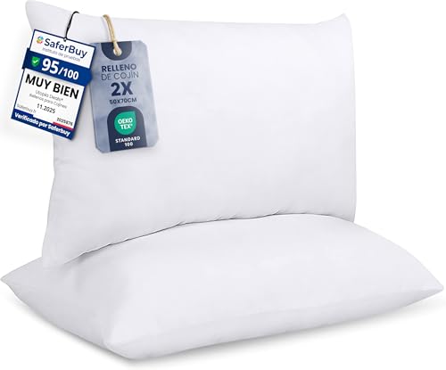 Utopia Bedding Relleno De Cojín 50 X 70 Cm 2 Unidades , Fibra Virgen Siliconada, Almohadas De Sofá Blanco