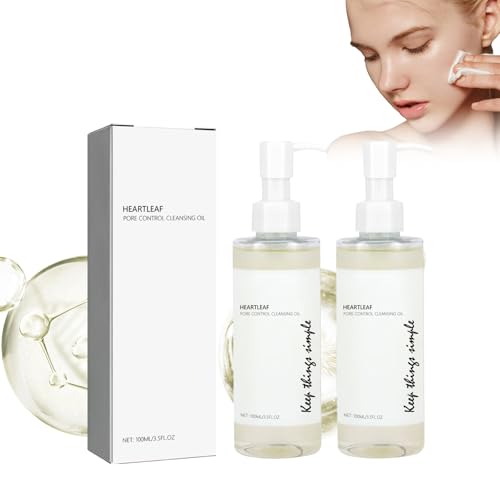 2PC Aceite Limpiador Coreano,Pore Control Cleansing Oil,Pore Aceite Limpiador,Aceite Limpiador Facial Coreano,Desmaquillante Bifásico,Elimina Maquillaje Resistente Para Rostro,Todo Tipo De Piel